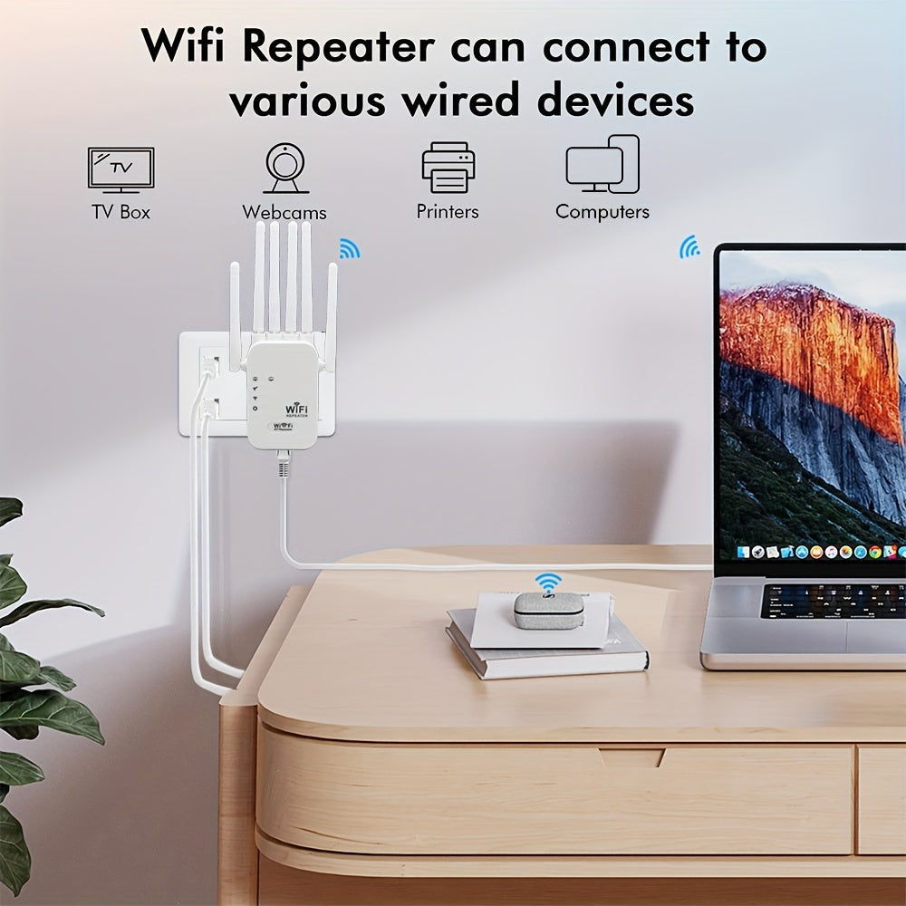 WiFi Extender 2.4GHz Signal Booster with Ethernet Port European Plug Repeater Mode