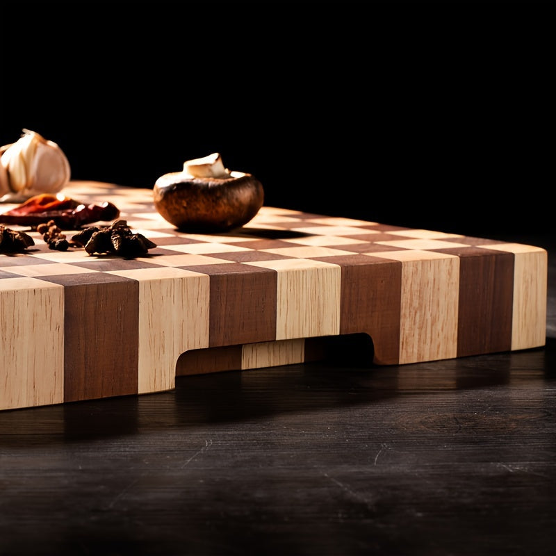 Large Vintage Wood Cutting Board Checkered Butcher Block Kitchen Chopping Board