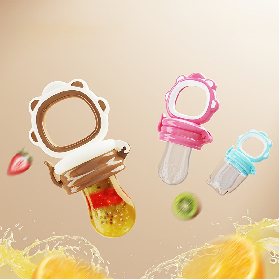 Baby Fruit and Vegetable Feeder with Silicone Mesh for Teething and Juice Feeding Cartoon Lion Design