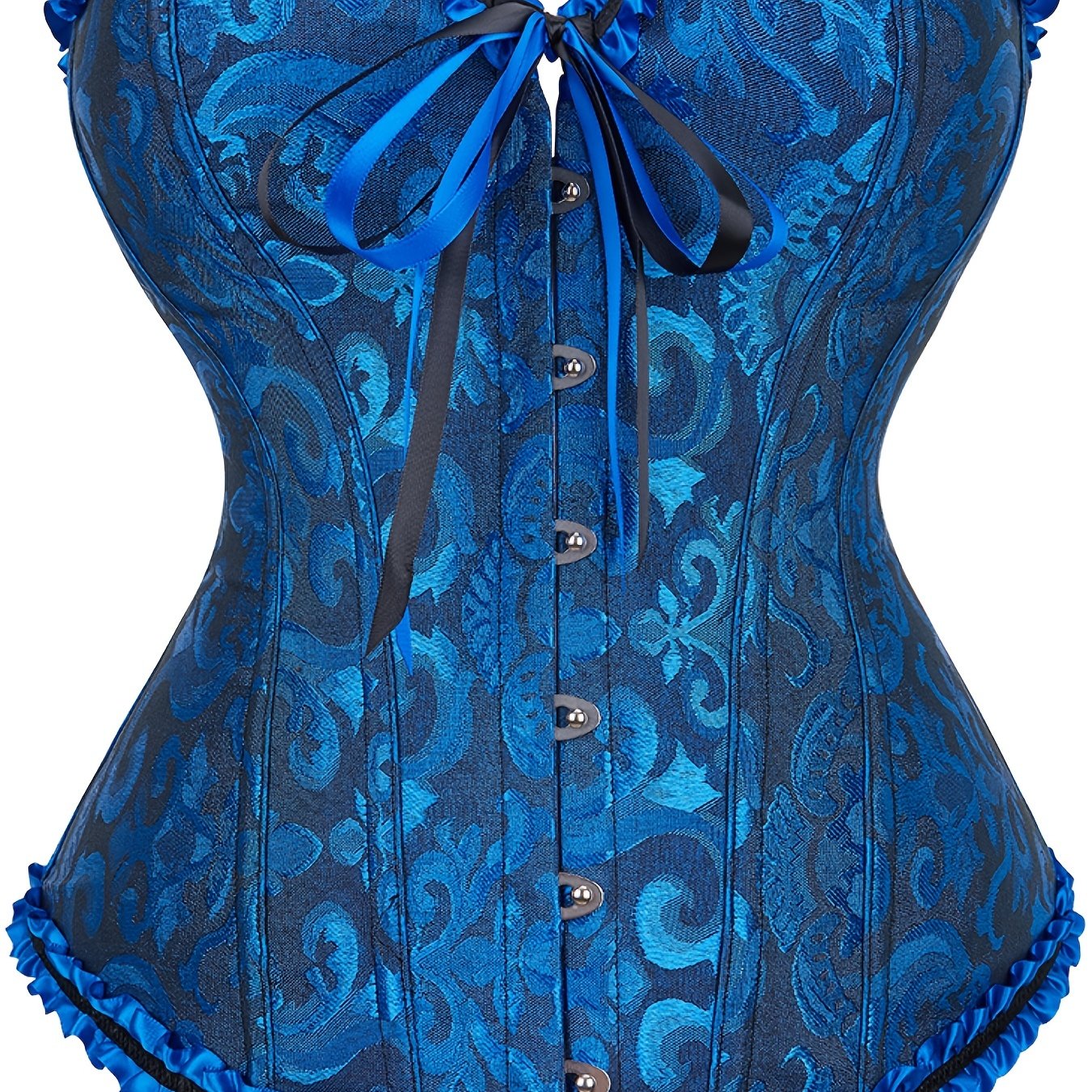 Top de corsé sin mangas para mujer con cordón, control de abdomen y detalle de volantes para bodas y eventos formales