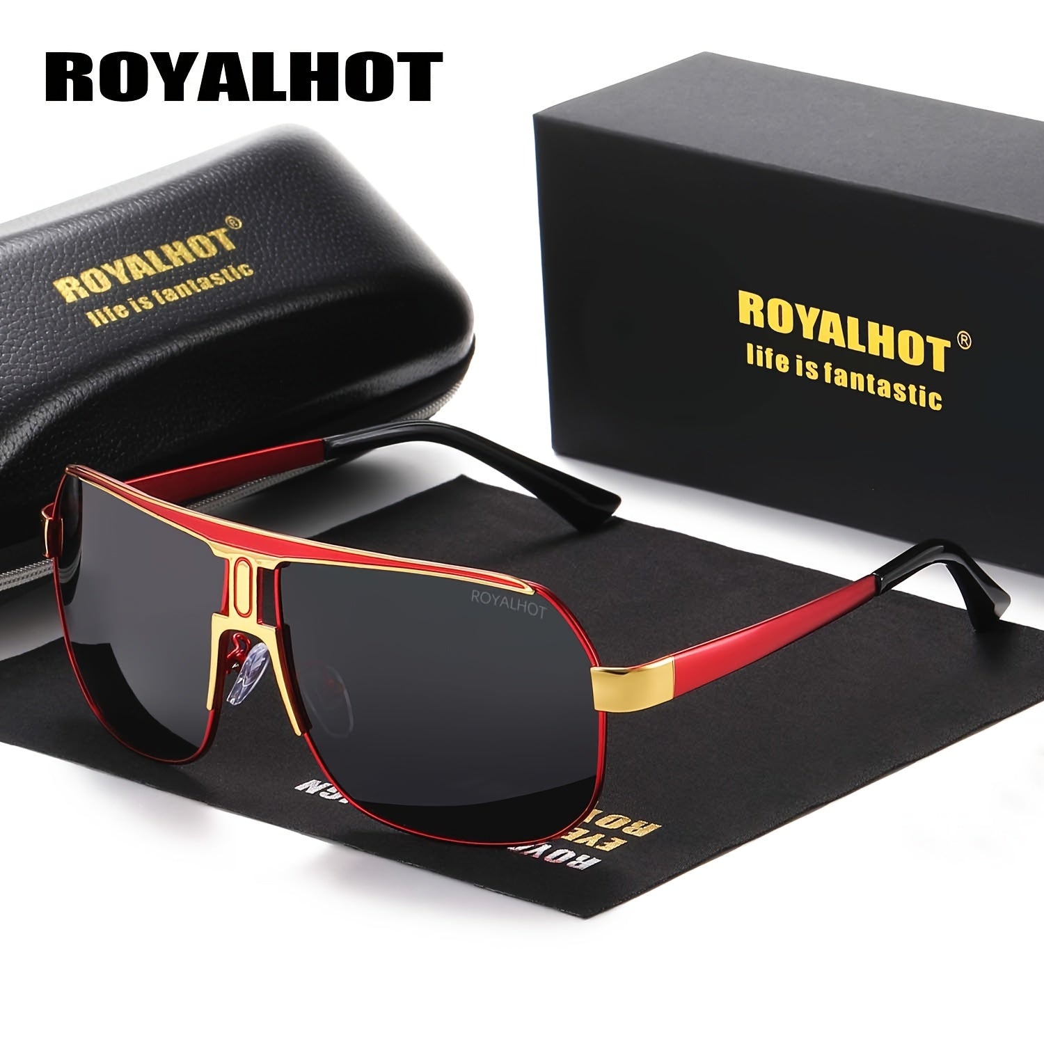 Unisex Metal Polarized Sunglasses Large Frame for Driving and Gifts