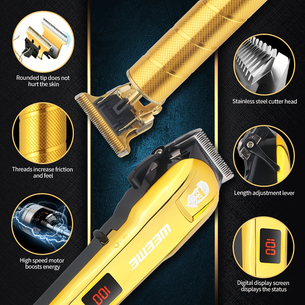 Роскошный набор для стрижки волос с триммером T-образного типа, роторным бритвенным устройством, литиевой батареей
