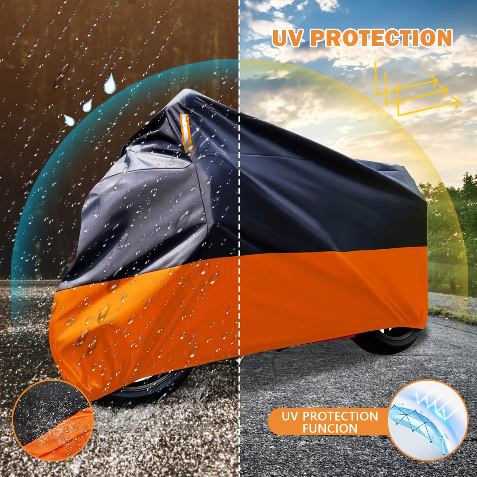 Motorcycle Cover Nylon All-Season Windproof Universal Fit with Storage Bag