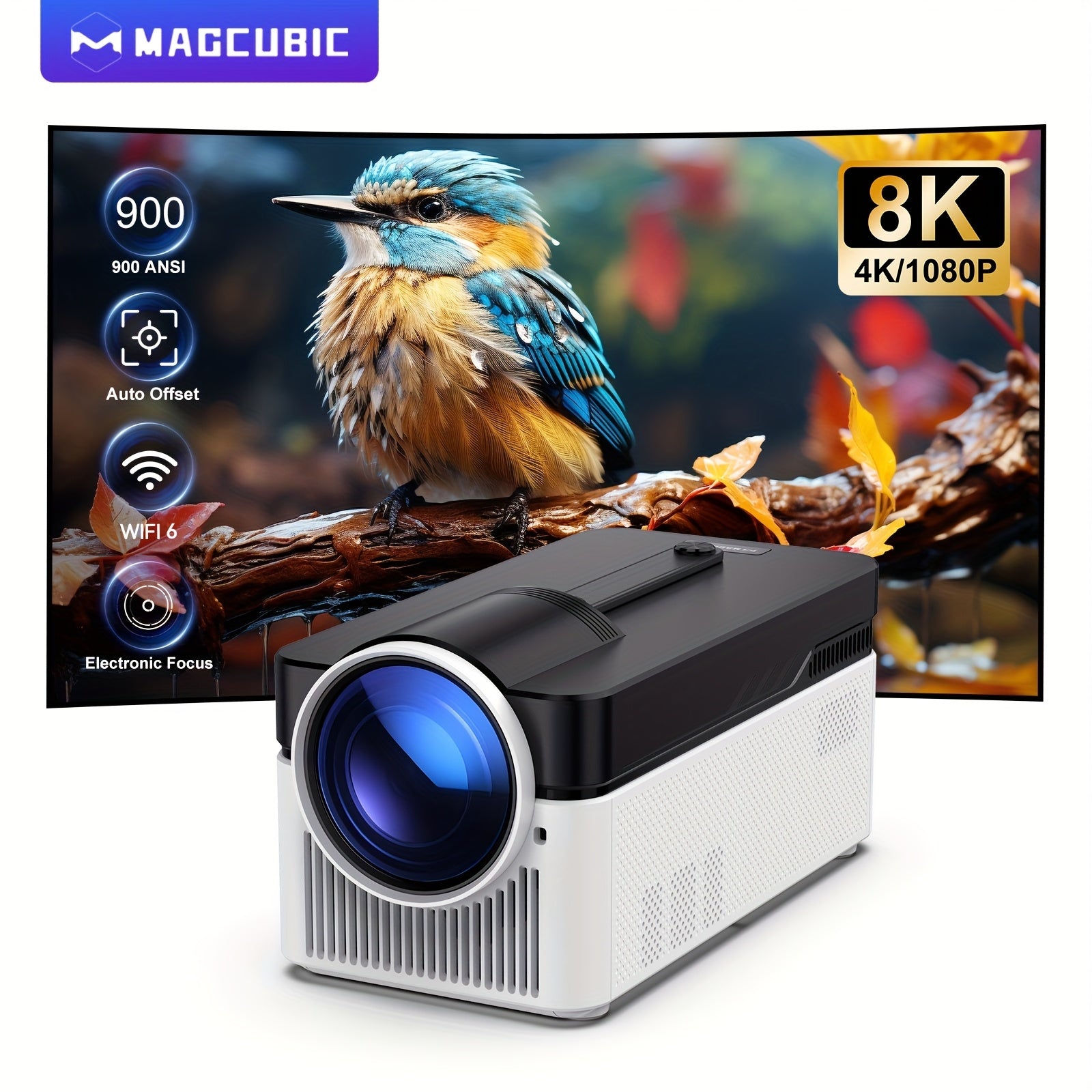 Ultra Short Throw Android 11 Projector 1080P 8K WiFi6 Auto Focus Home Theater
