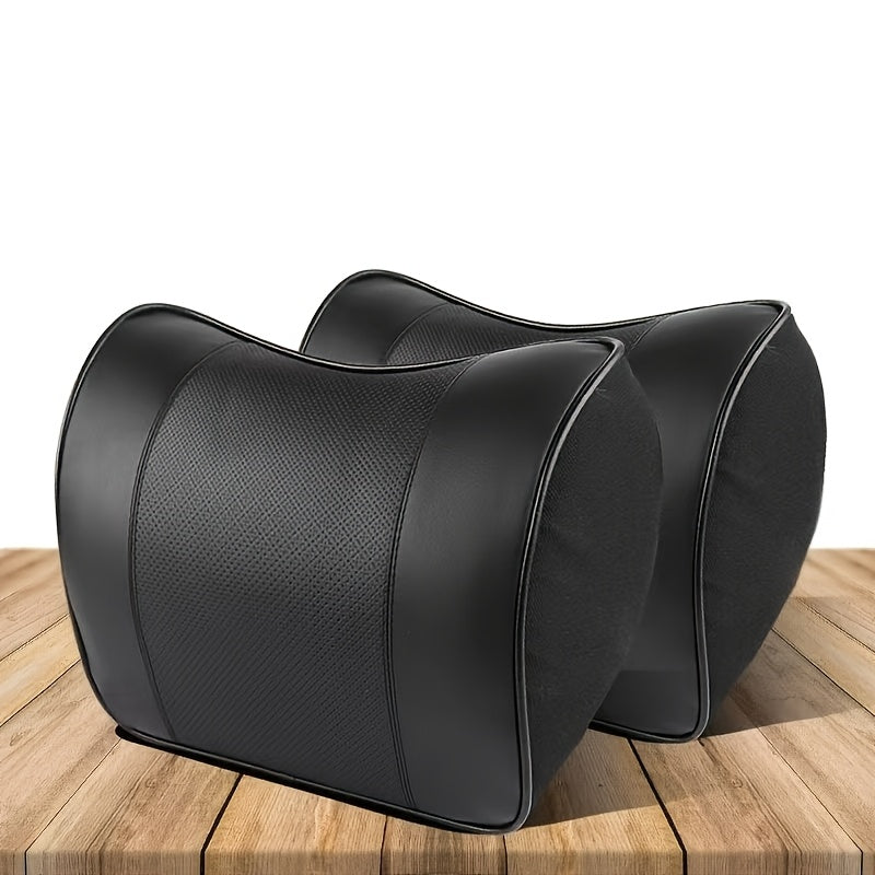 Car Seat Neck Pillow Faux Leather Ergonomic Support Adjustable Strap