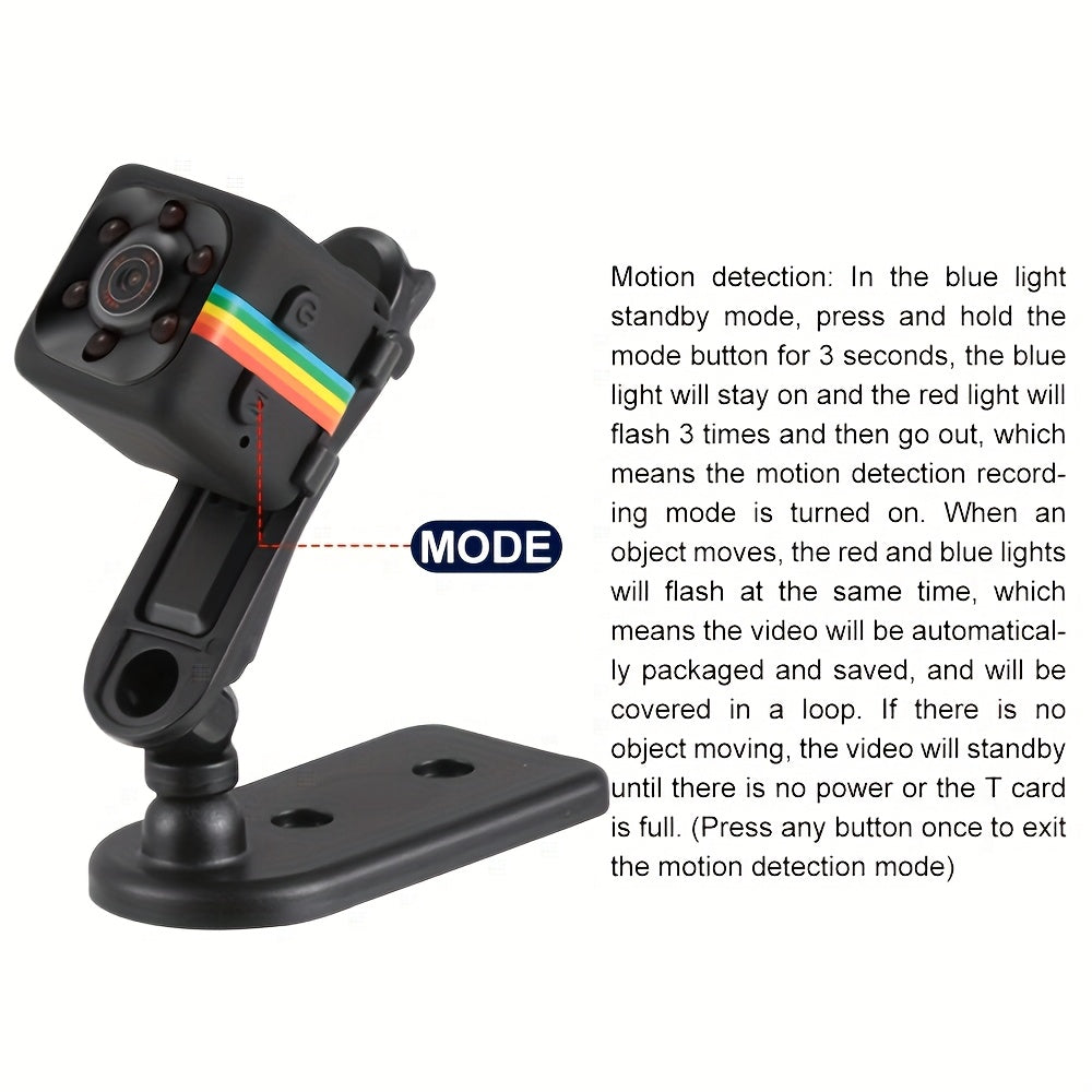 Cámara de seguridad HD 720P con detección de movimiento y audio, recargable por USB para vigilancia en el hogar, oficina y monitoreo de mascotas