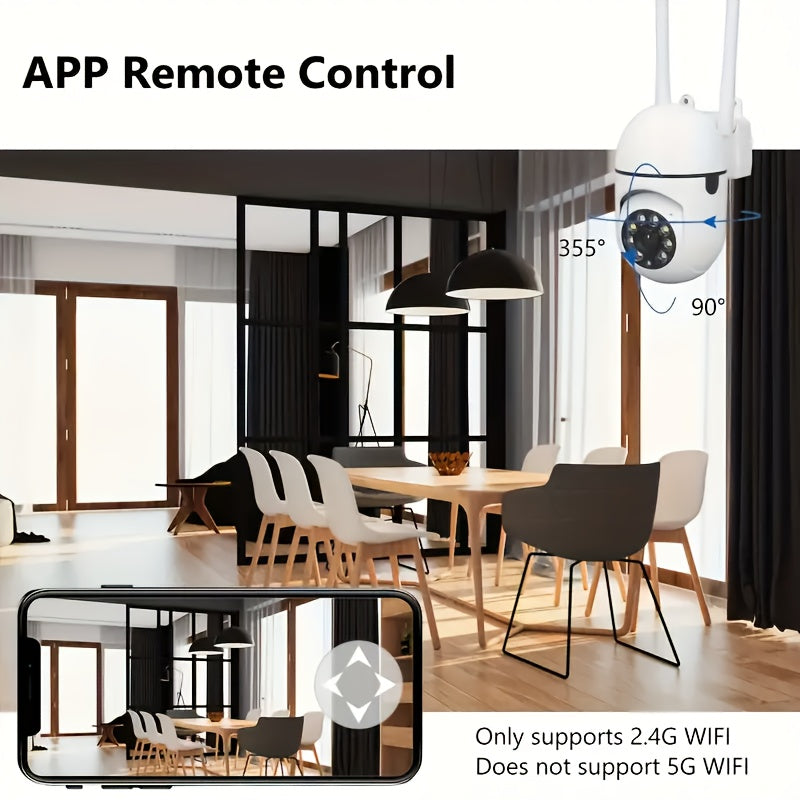 Cámara de seguridad interior Full HD 1080P con visión nocturna, WiFi inalámbrico, panorámica y tilt de 355°, audio bidireccional, detección de movimiento