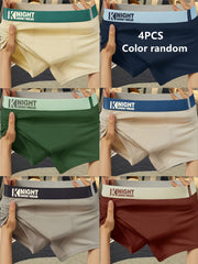4pcs Men's Cotton Boxer Briefs Breathable Stretchy Low-Rise Solid Color Underwear