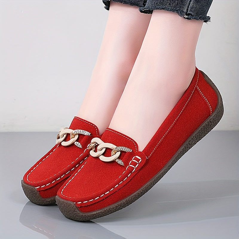 Women's Slip-On Loafers Faux Cover Upper Black Flat Shoes