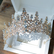 Rhinestone Leaf Crown Tiara for Bridal Princess Costume Wedding Party Accessories