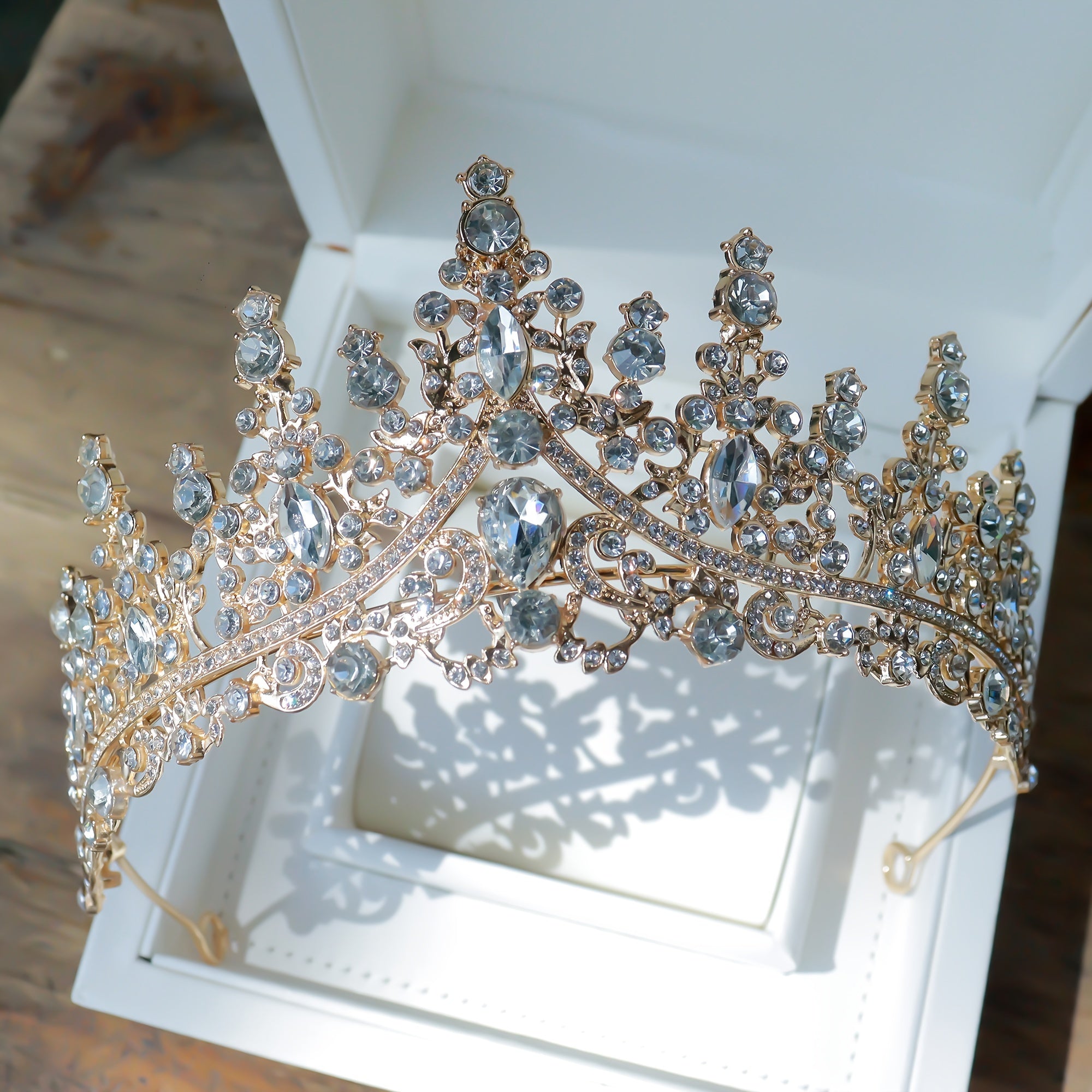 Rhinestone Leaf Crown Tiara for Bridal Princess Costume Wedding Party Accessories