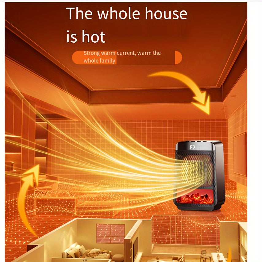 1000W Electric Fan Heater Portable Ceramic PTC Desktop Warmer with Thermostat