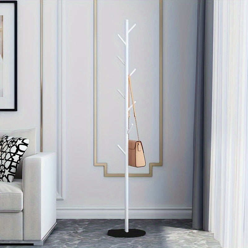 Wooden Coat Rack Stand with Decorative Base Free Standing Clothes Hanger for Entryway