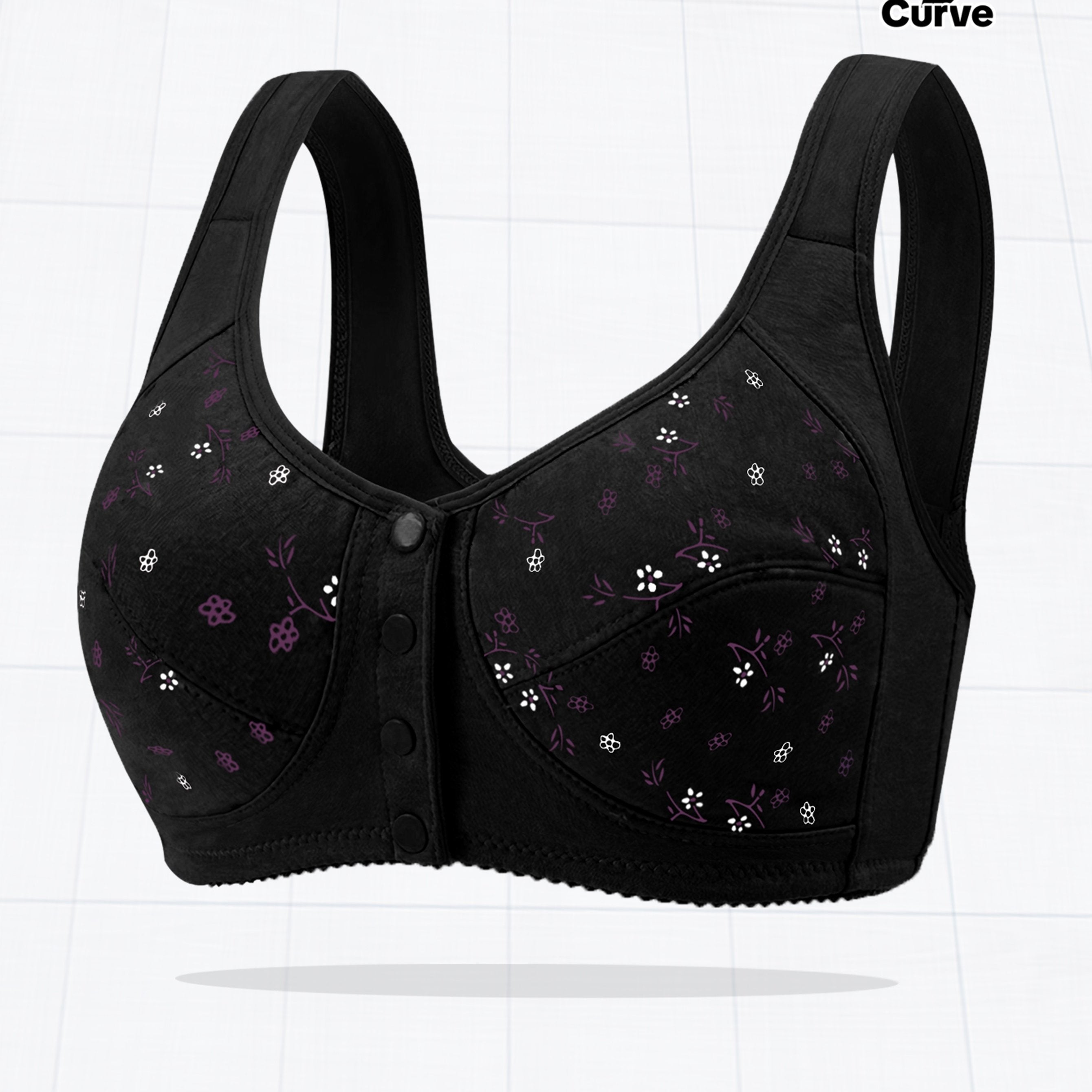Plus Size Printed Front Button Sports Bra for Women Yoga Exercise Wear