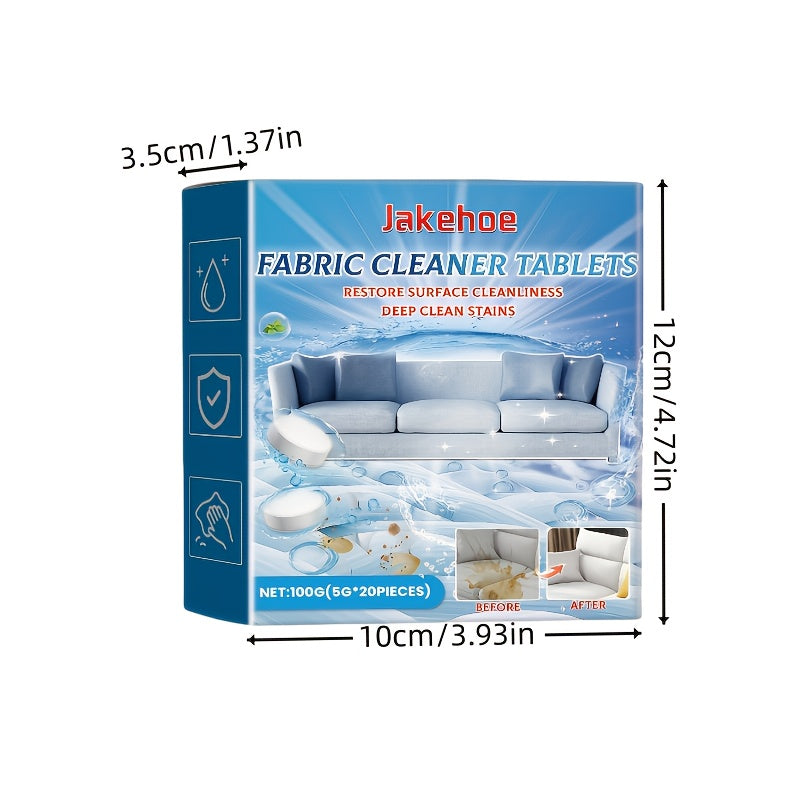 20 Pack Fabric Cleaner Tablets with Citric Acid for Upholstery and Couch Deep Cleaning