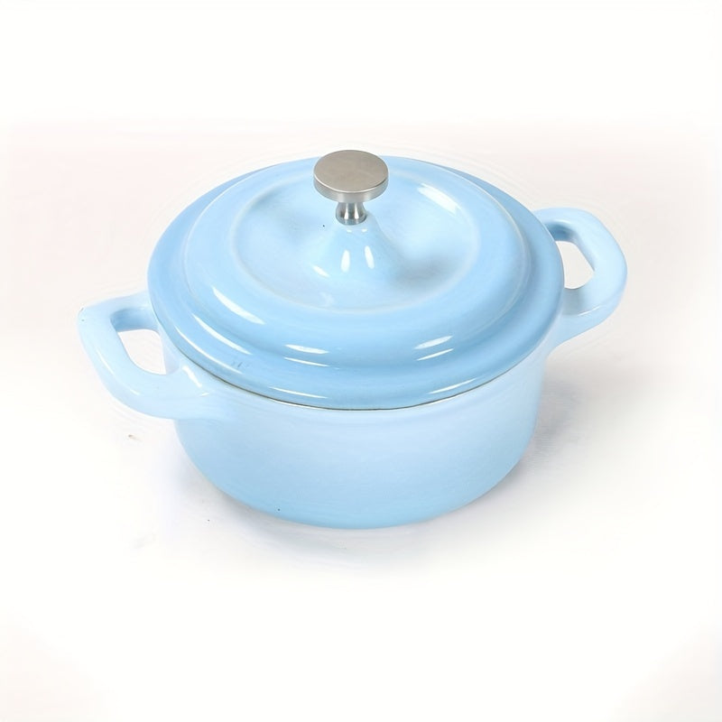 Kichik 9.5oz Mini Stew Pot - Yopishqoq, Emal bilan qoplangan Qozon, Induksion va Gaz Pishirish Plitalari uchun mos, Uy Oshxonalariga ideal.
