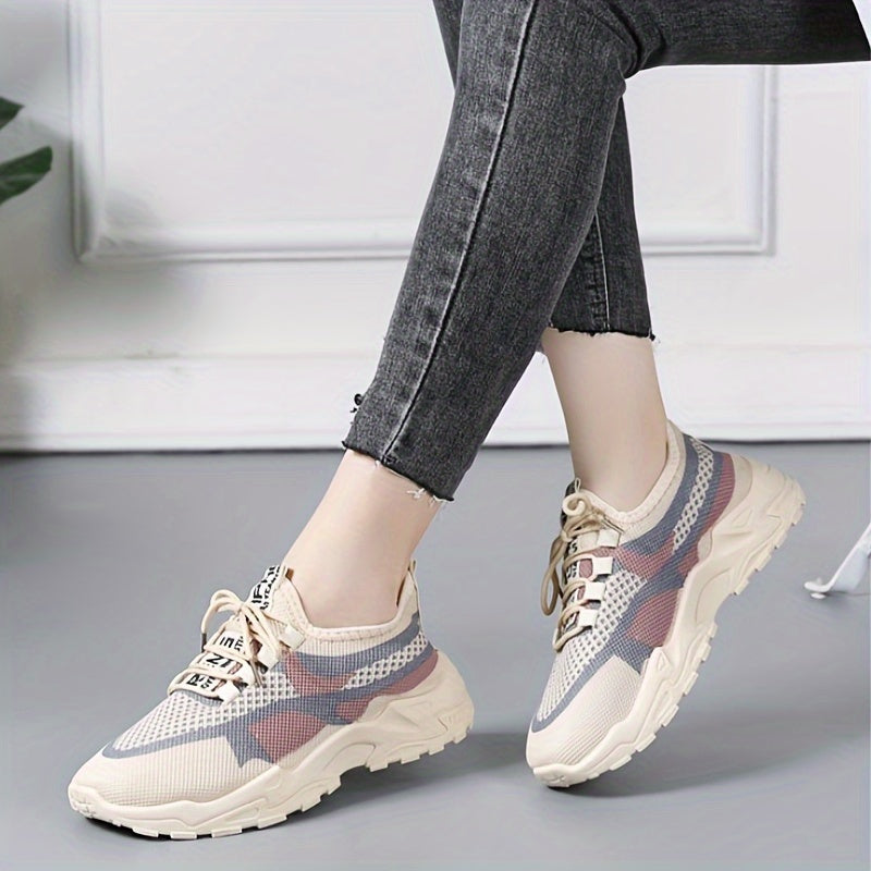 Women's Colorblock Knitted Sneakers Lightweight Breathable Walking Shoes