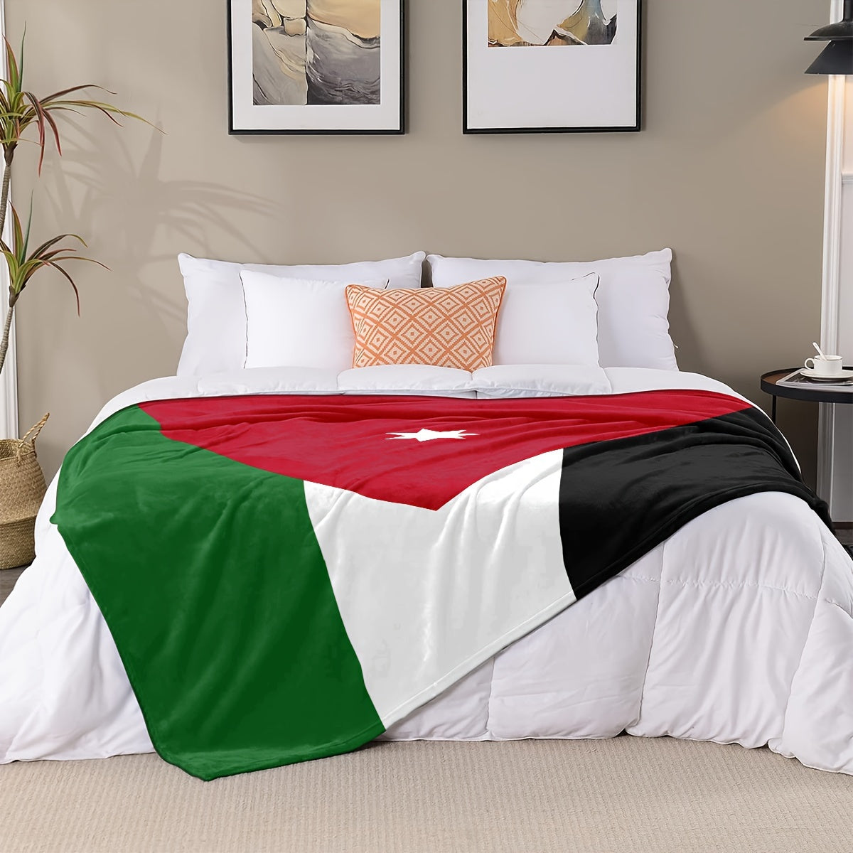 Flannel Blanket All-Season Throw for Home Office Travel with Flag Design