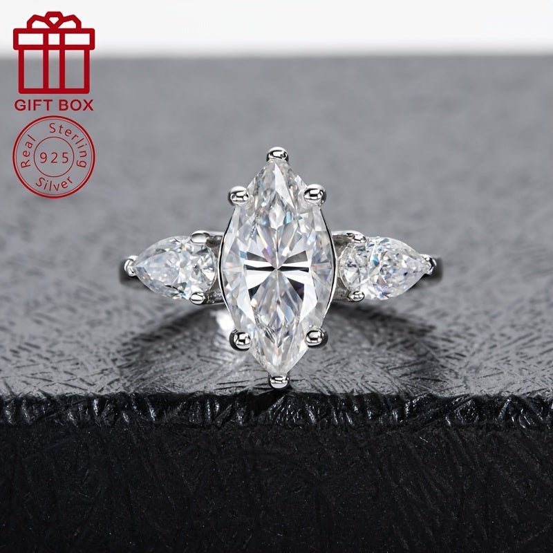 Oltin 3CT Moissanite To'y Halqasi - 925 Sterling Kumushdan tayyorlangan, Ot Ko'z Kesimi bilan, To'ylar va Yubileylarga Ideal, U uchun Ajoyib Sovg'a