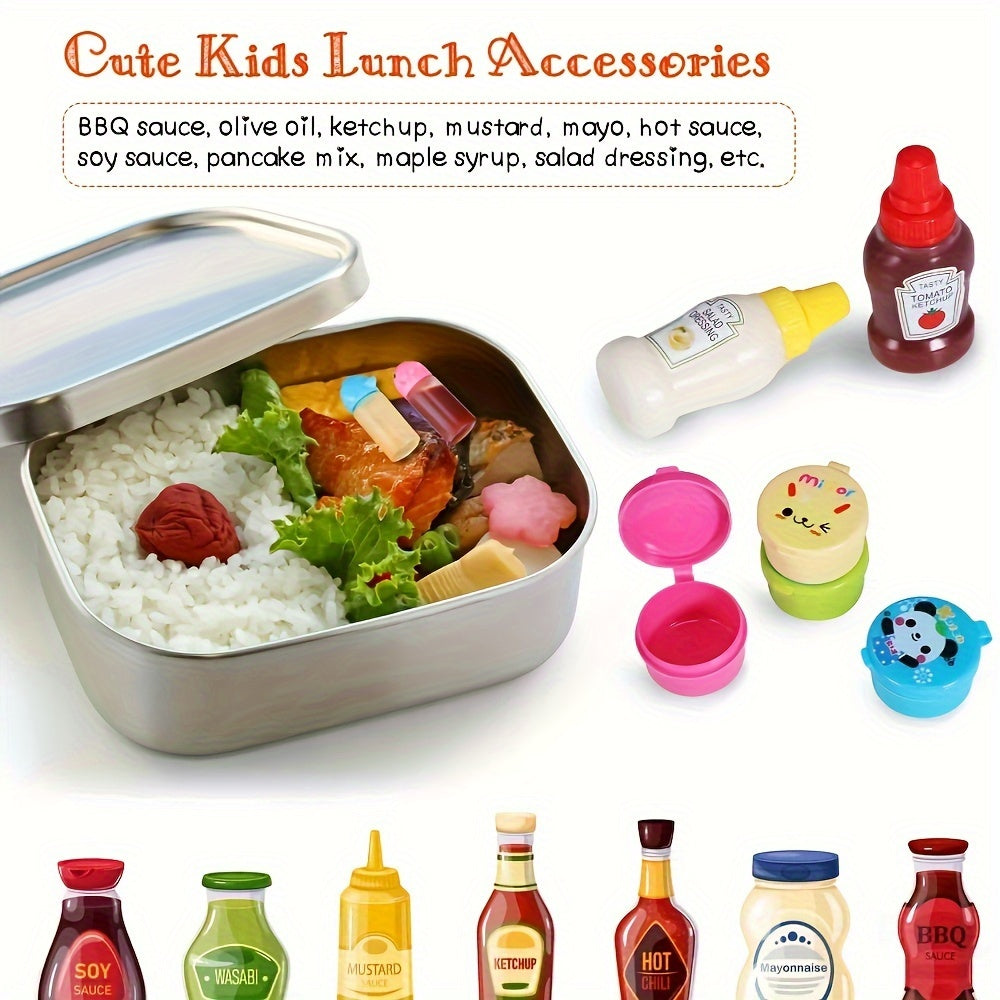 38-Piece Bento Box Set with Mini Condiment Bottles and Fruit Forks for Lunch and Picnic