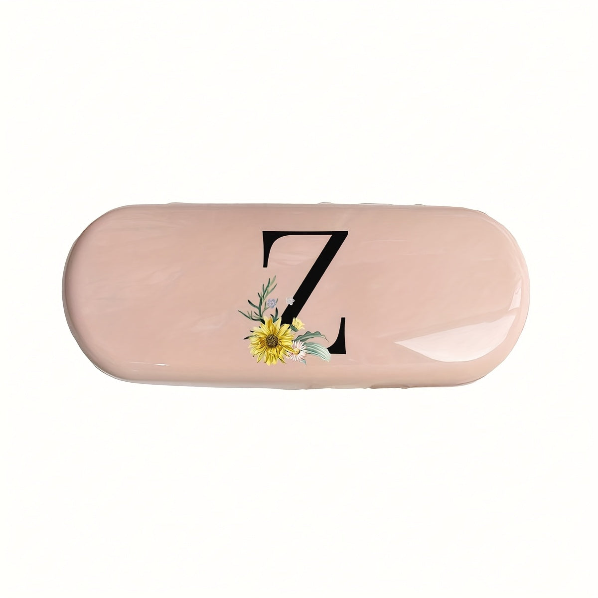 Pink Floral Monogram Glasses Case Waterproof Dustproof Compact Plastic Storage Box for Men and Women