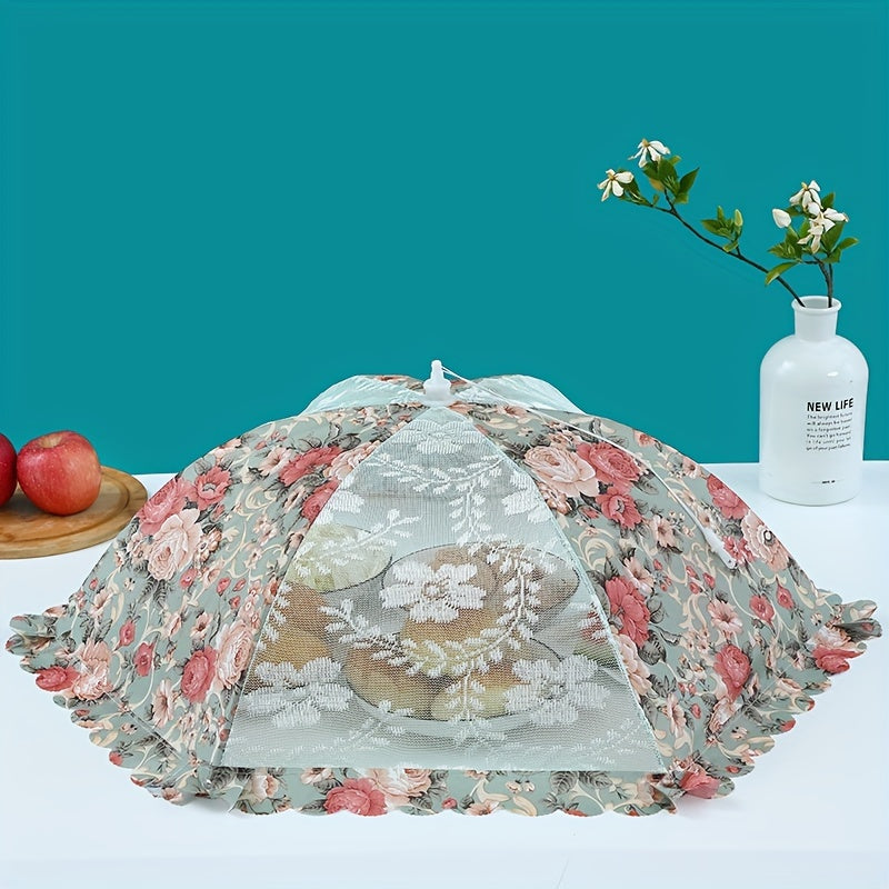 Foldable Floral Food Cover with Large Capacity, Rectangular and Round Mesh Dust Fly Protection