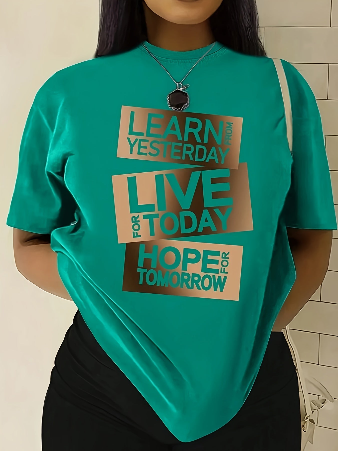 Plus-Size Women's Short Sleeve T-Shirt with Letter Prints Casual Sports Top