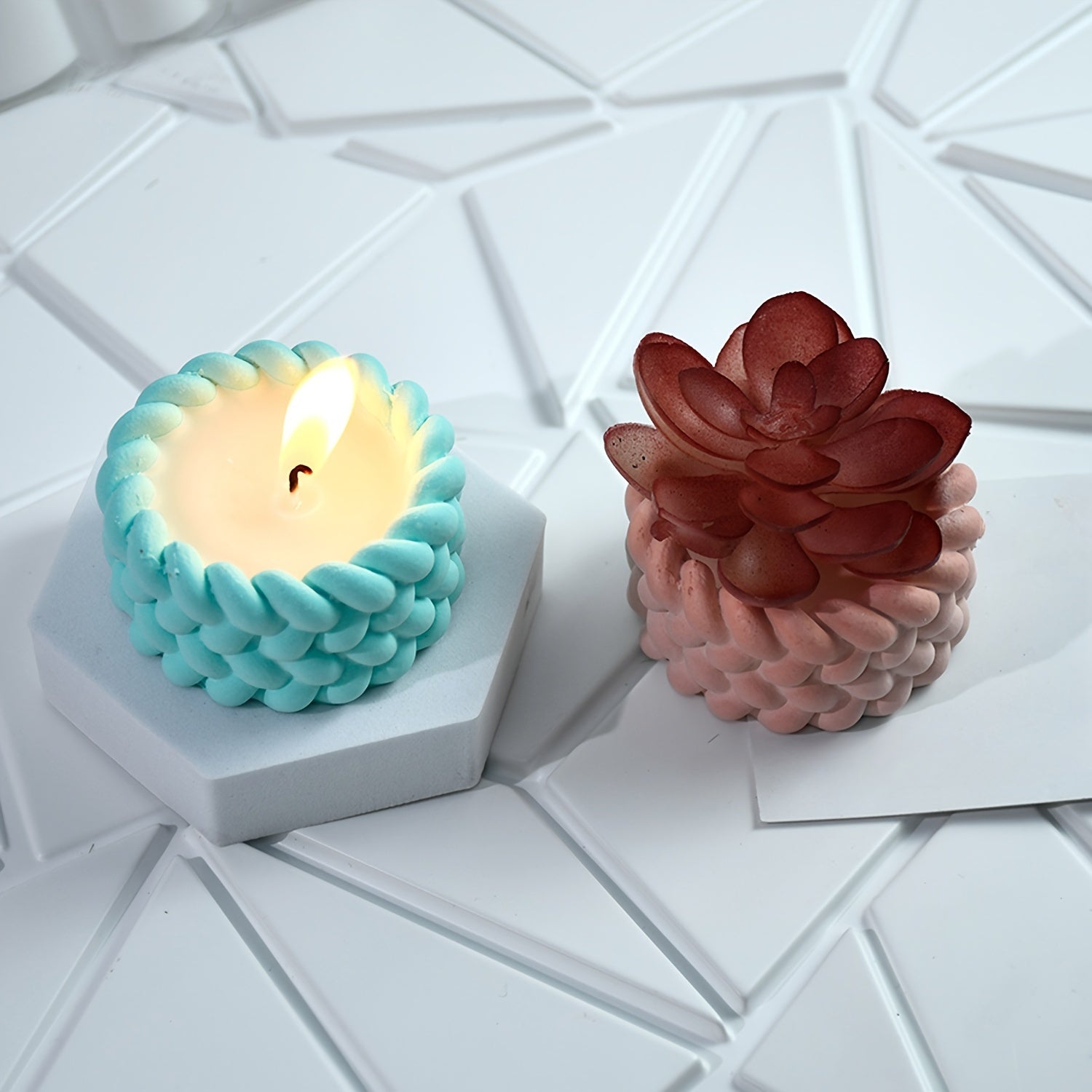 Silicone Resin Casting Mold Round Cylinder Rope Design for DIY Crafts Home Decor