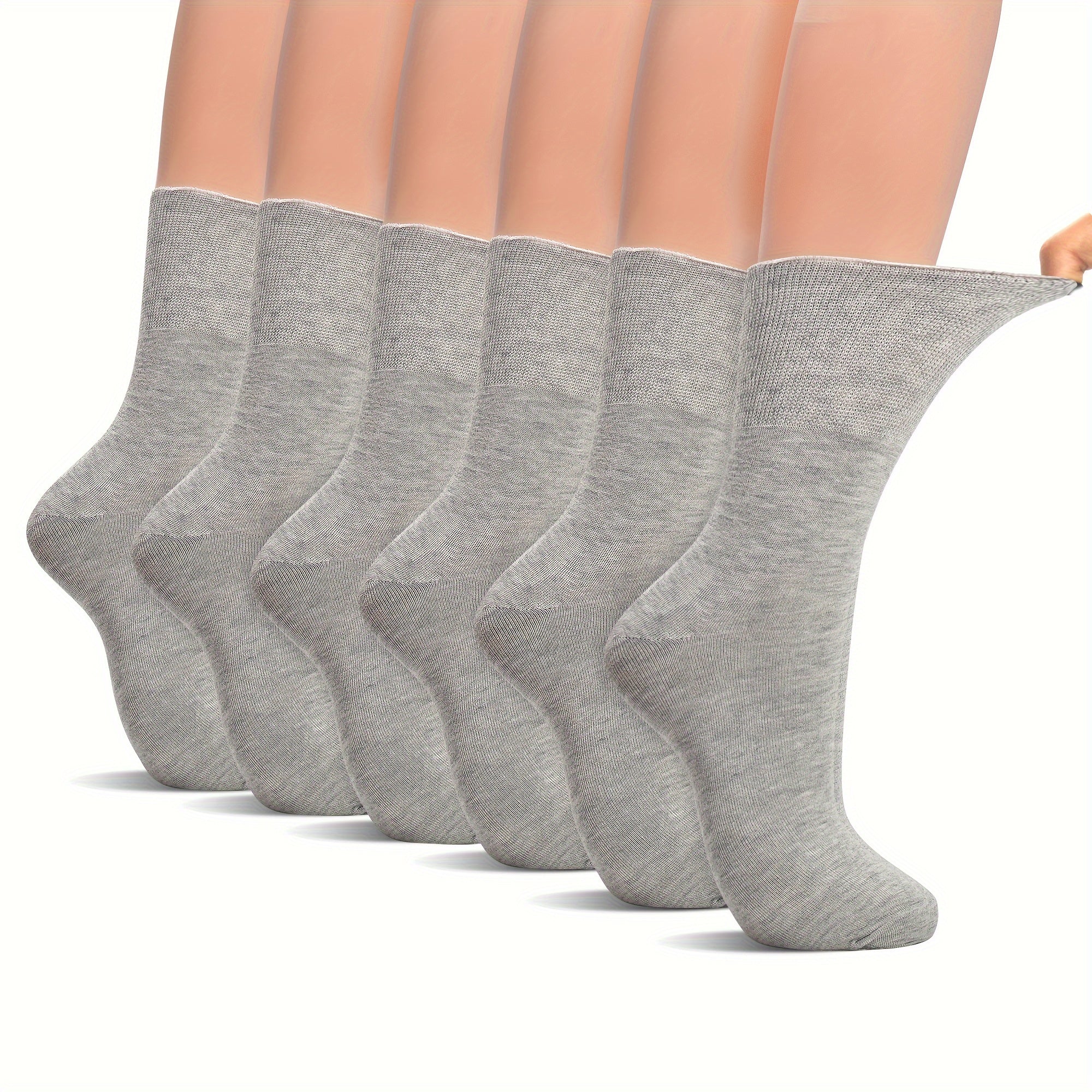 6-Pack Breathable Cotton Polyester Diabetic Socks Odor-Free Machine Washable