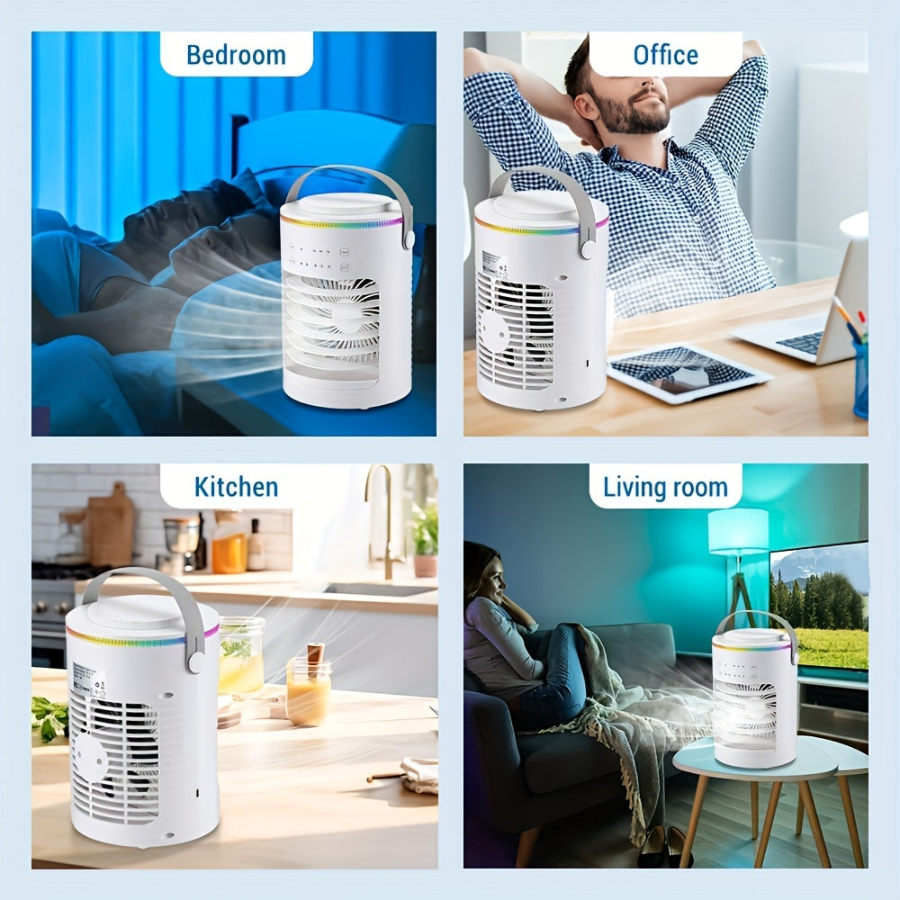 Portable Misting Air Cooler Fan with Touch Control, 3 Speeds, USB Powered