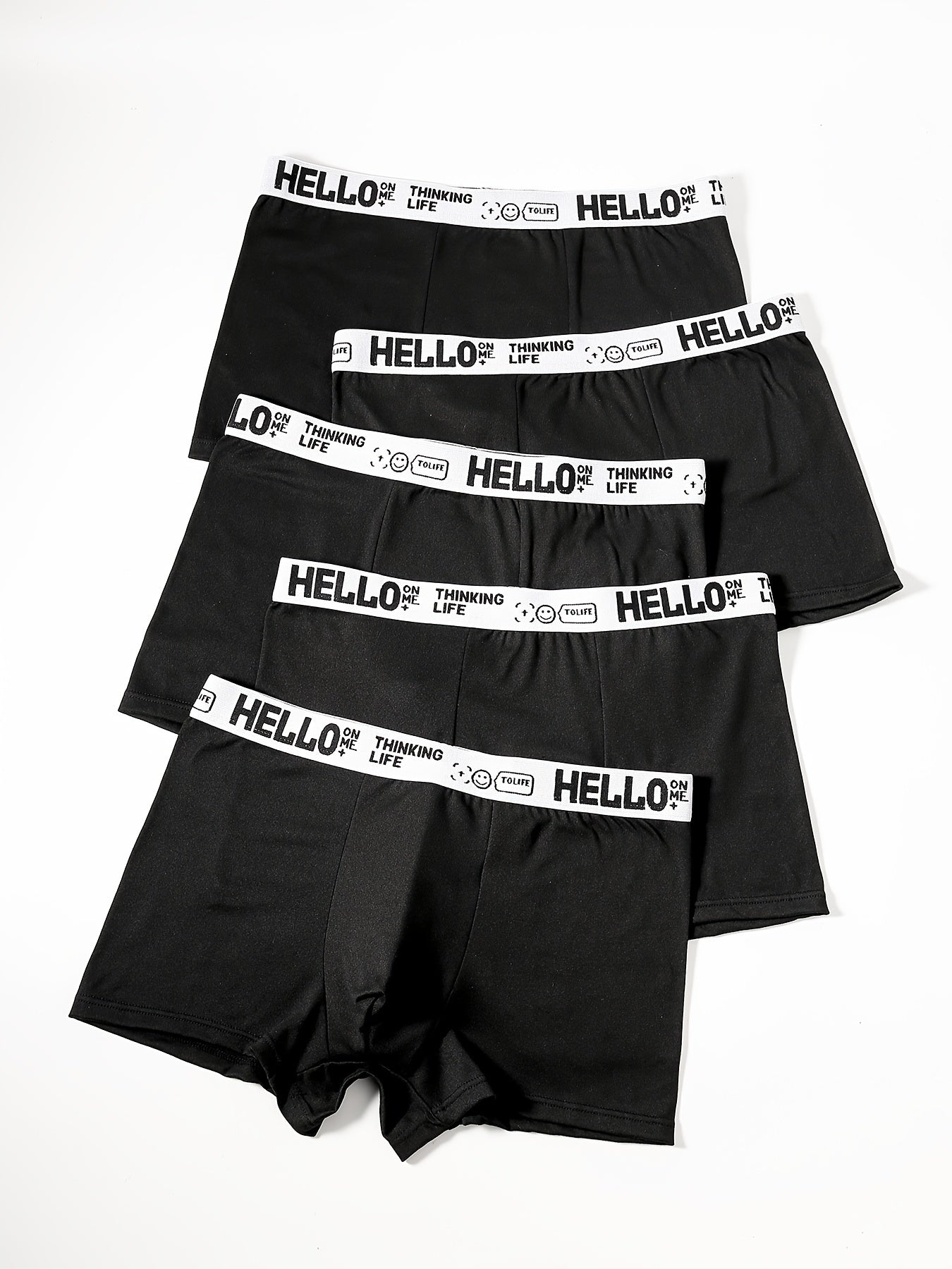 Men's Boxer Briefs Pack of 5 Breathable Polyester Spandex Solid Colors Comfortable Daily Wear