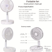 Batareyali portativ ventilyator, sozlanadigan balandlik, 4 tezlik rejimi, tortib olinadigan osilatatsiya - uy yoki ofis uchun ideal.