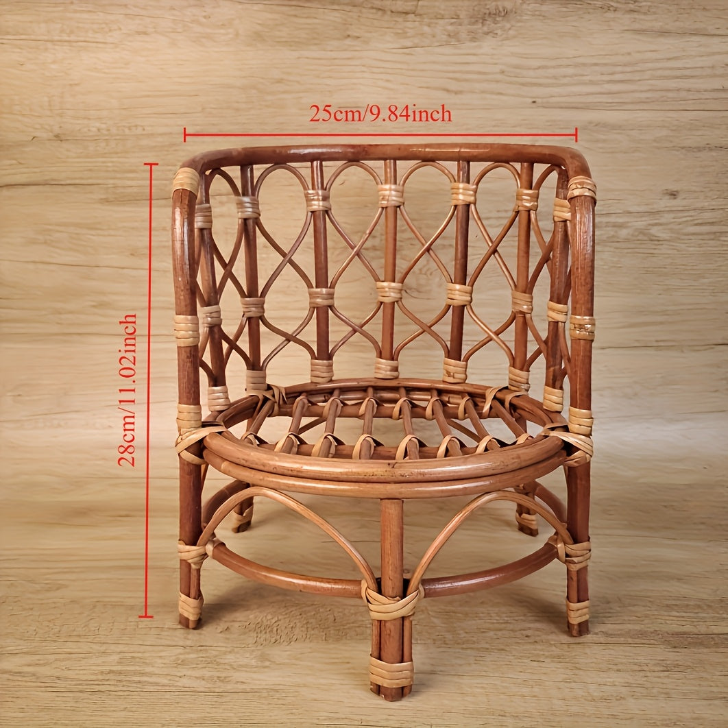 Kids Rattan Chair and Bamboo Basket Set for Photoshoots and Studio Sessions