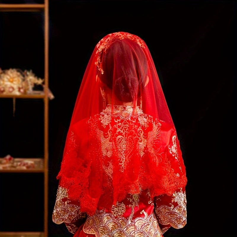 Qizlar uchun to'y moda uchun qizil bridal tikanli shaffof bosh kiyimi