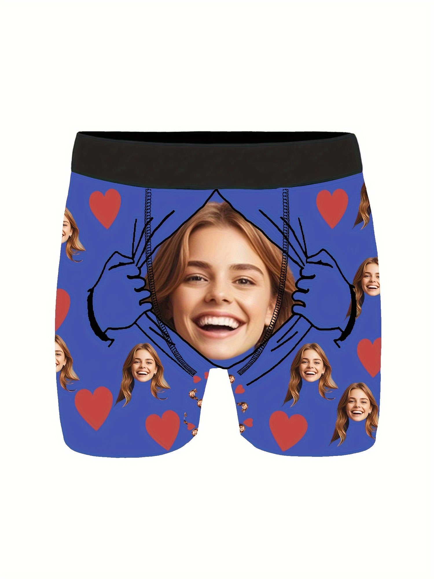 Boxers cortos personalizados de poliéster con patrón de retrato y foto personalizada para papá, esposo, novio