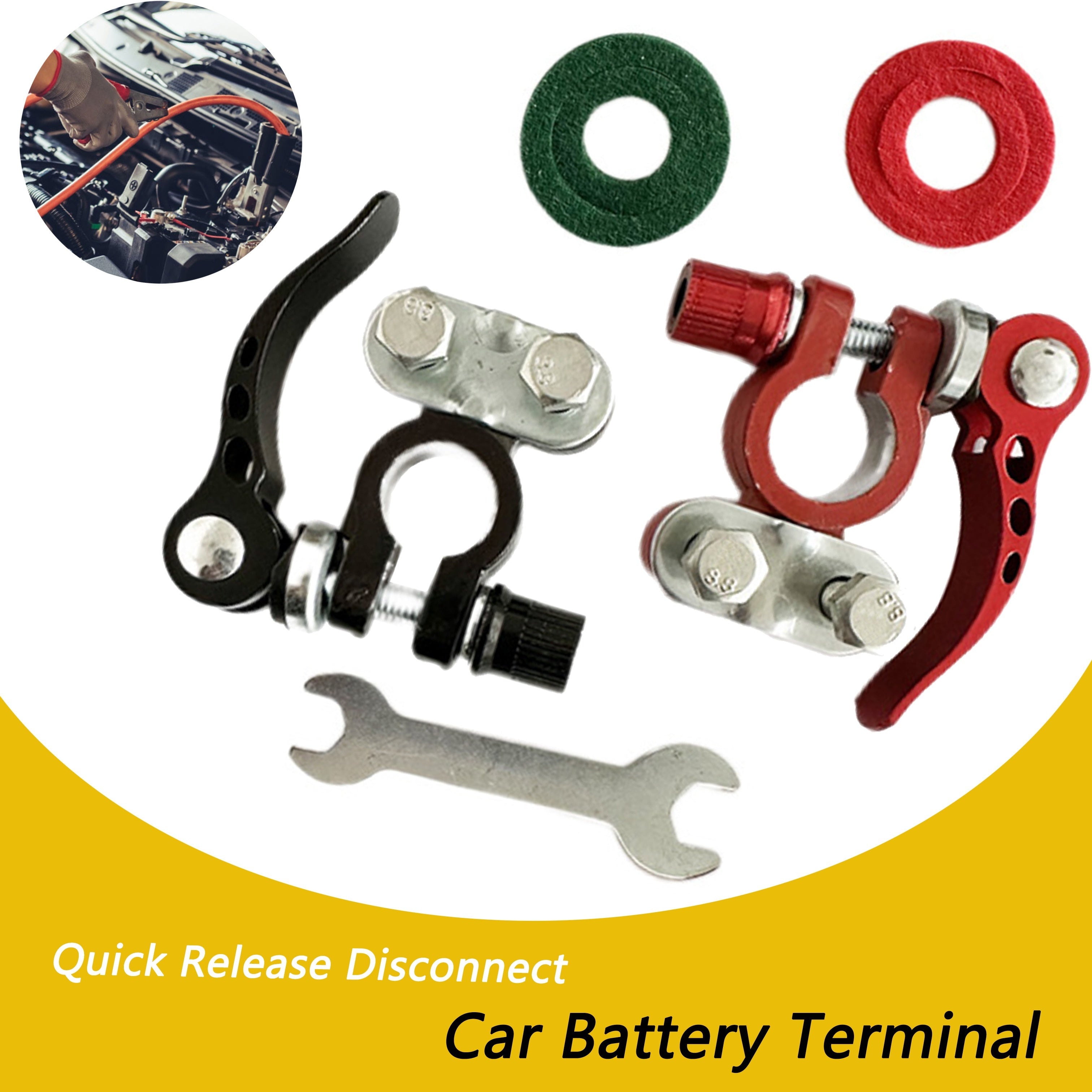 2-Pack Aluminum Alloy Car Battery Terminal Connectors Positive Negative Cable Ends