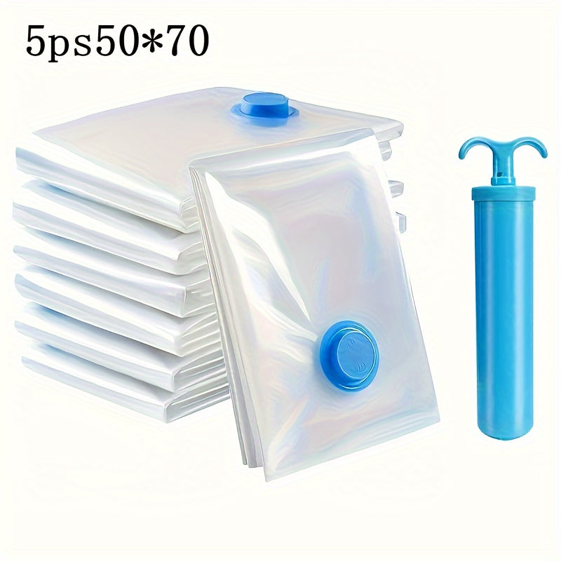 Set of 5 Vacuum Storage Bags with Hand Pump for Clothing and Bedding Space Saver