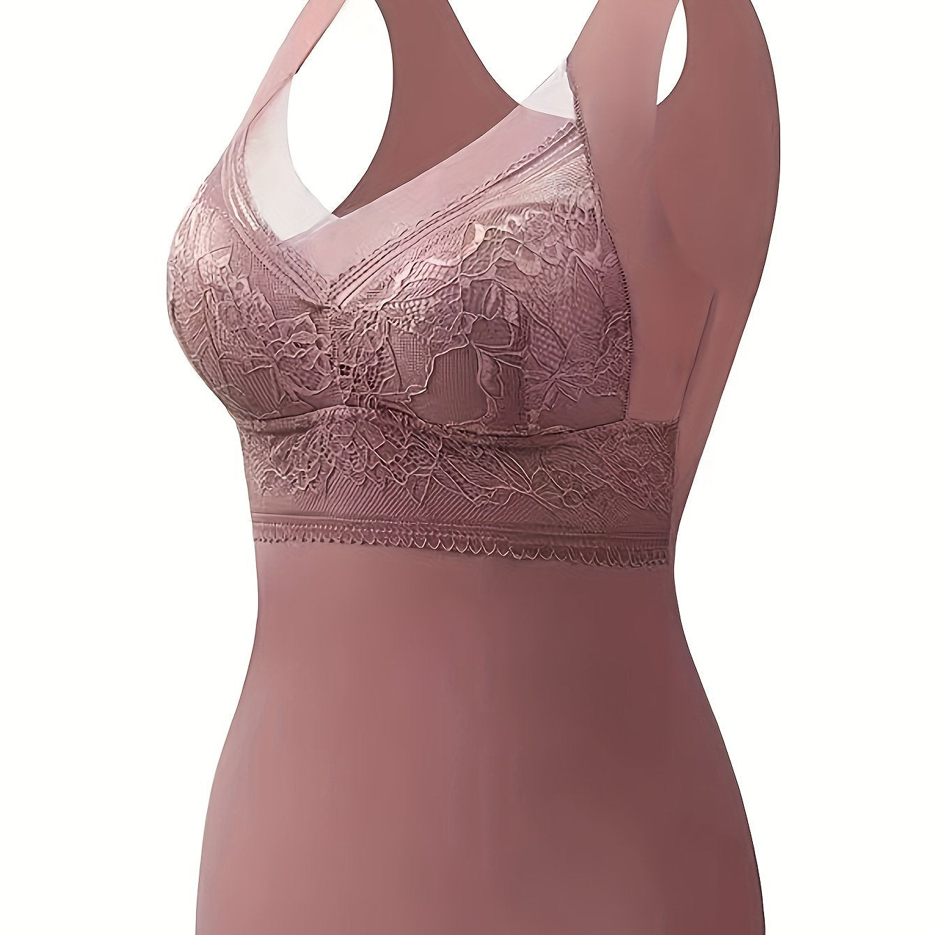 Women's Breathable Lace Lingerie Vest with Chest Pad and Back Lace Design