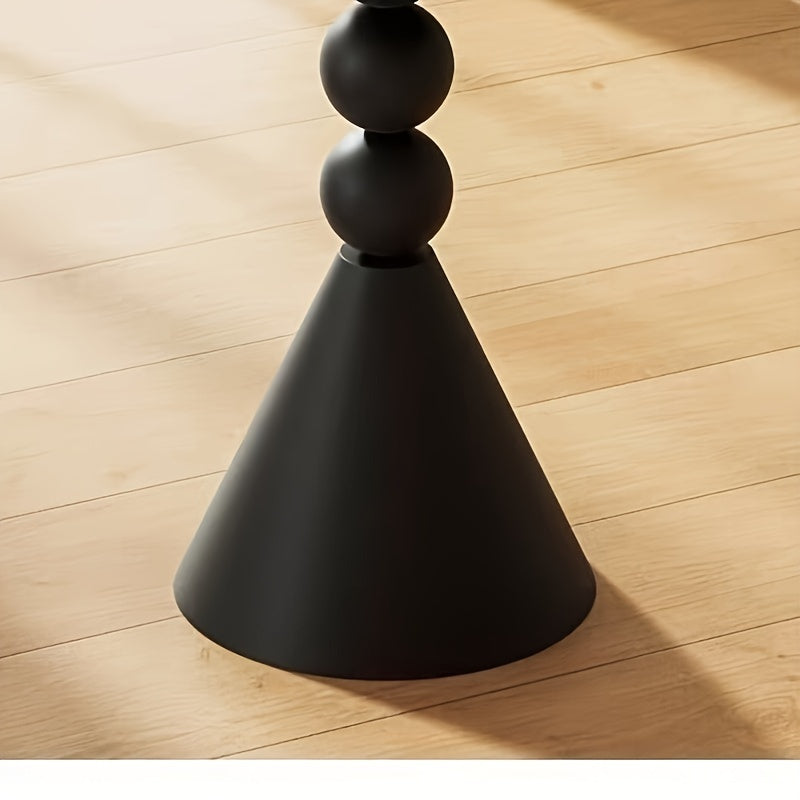 Round Side Table Creamy White Metal Nordic Style Portable Living Room Balcony Bedside