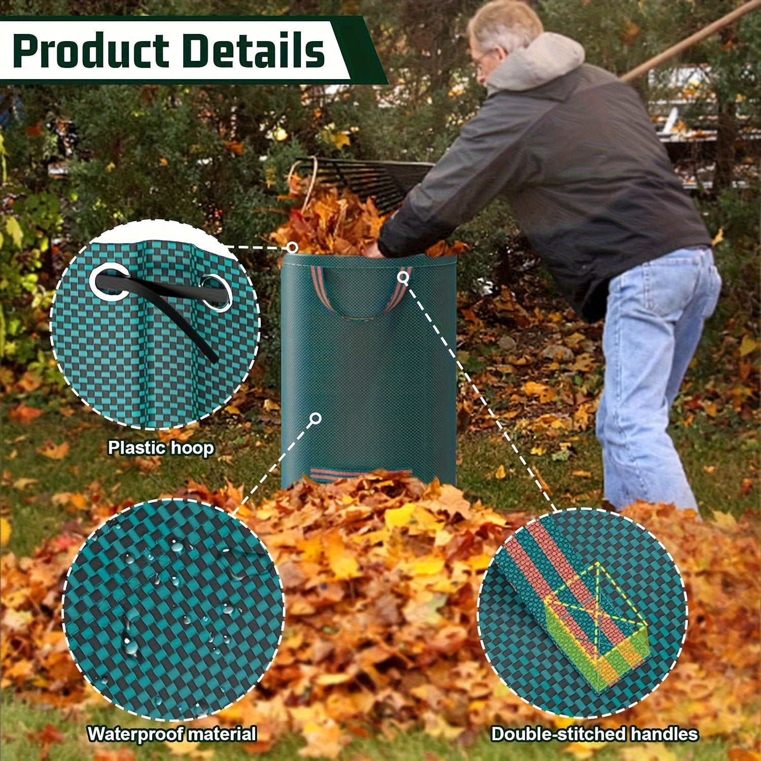 Heavy Duty Garden Waste Bag 120L 300L 500L Water Resistant PP Handles Yard Leaf Grass Collection