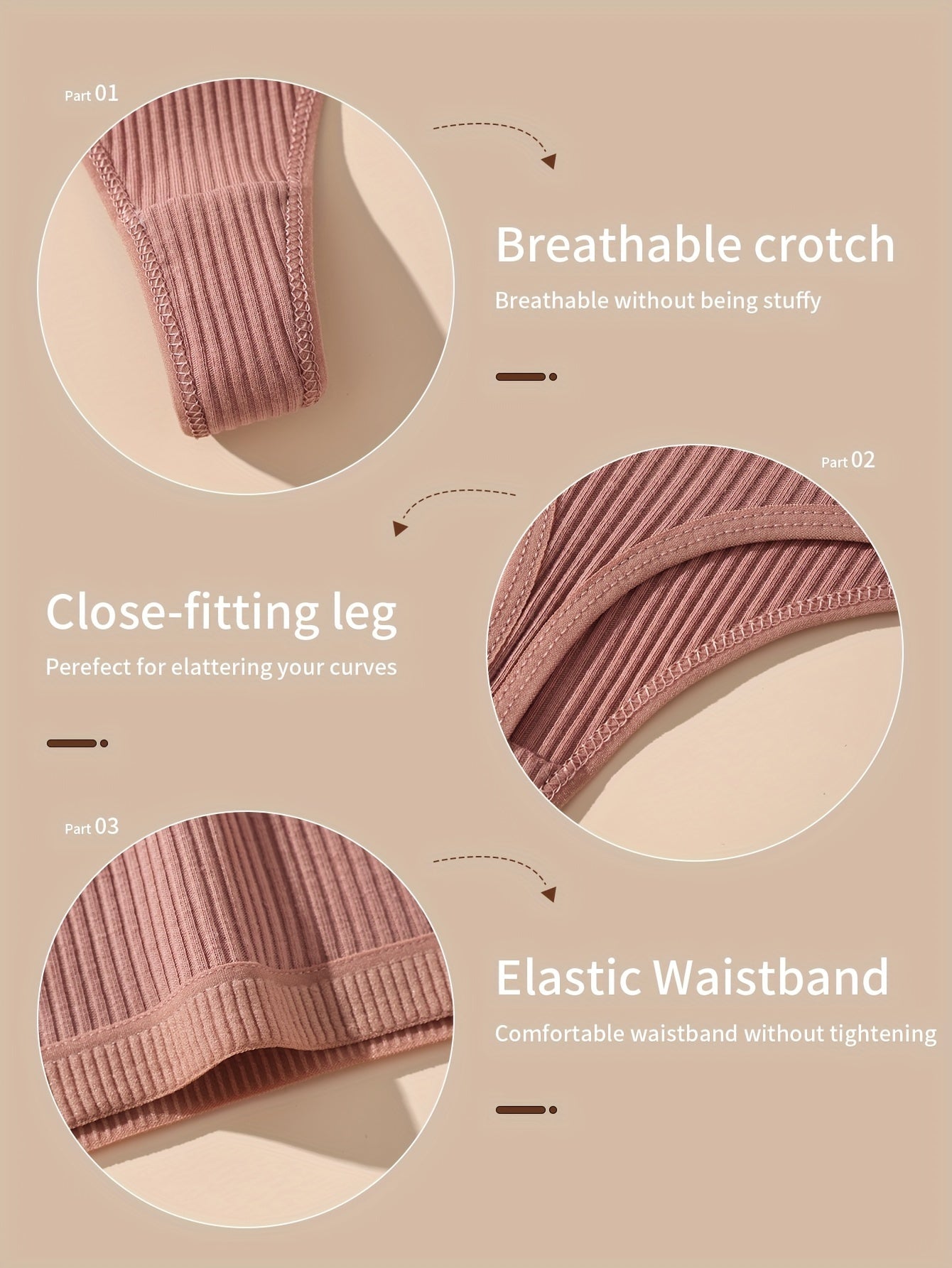 Women’s Seamless Thongs Breathable Lingerie Pack of 7