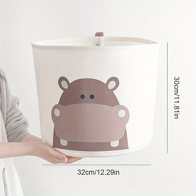 Large Capacity Felt Storage Basket with Folding Laundry Hamper Animal Design for Kids and Teens