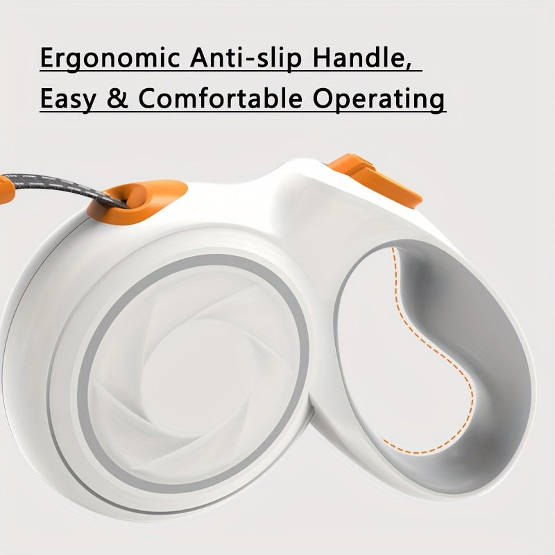 KEYPAI Og'ir yuk ko'taruvchi qaytariladigan it bog'ichi (16ft) o'rtacha va katta itlar uchun 49.9KG gacha. Tez qulflash tormoz tizimi, 360° o'ralmas, sirpanmas tutqich, geometrik shakldagi mustahkam ABS material.