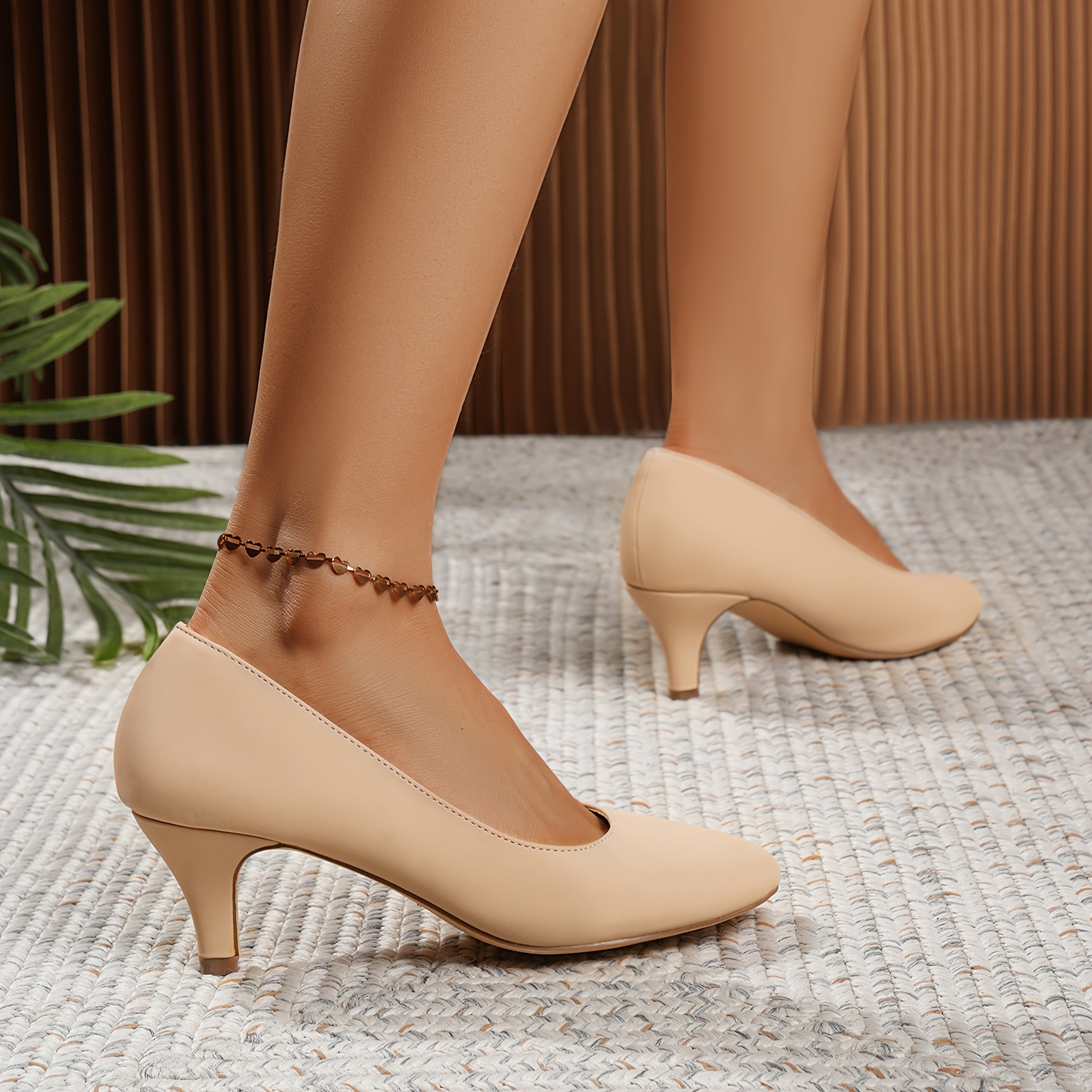 Women Solid Color Mary Jane Pumps Casual Round Toe Heels Rubber Sole