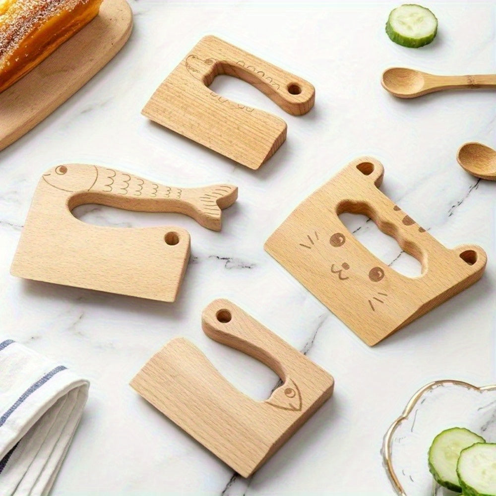 Pretend Cooking Toys Set with Knife, Fruits, Vegetables, and Wooden Utensils