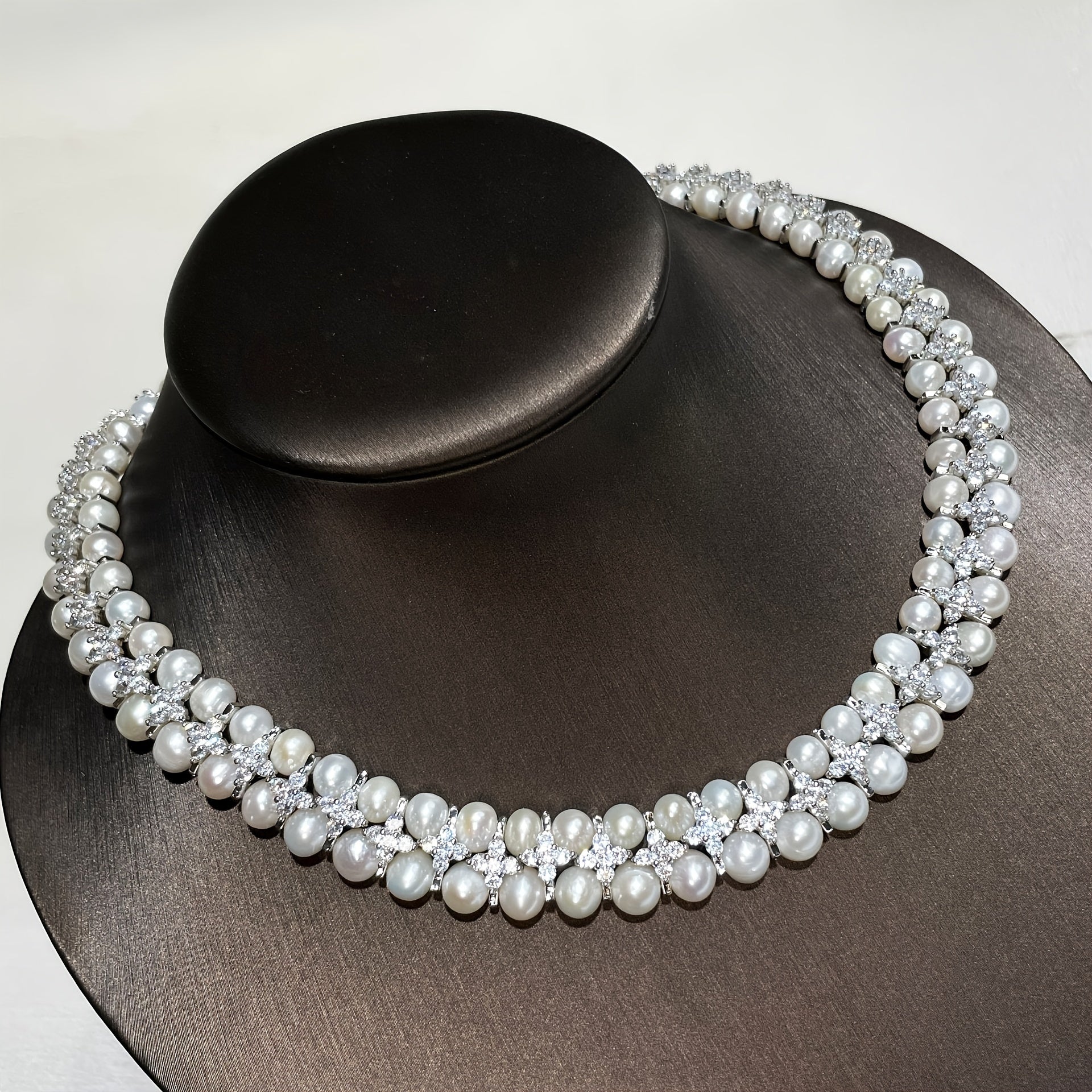 White Freshwater Pearl Necklace for Women Vintage Style Wedding Party Gift