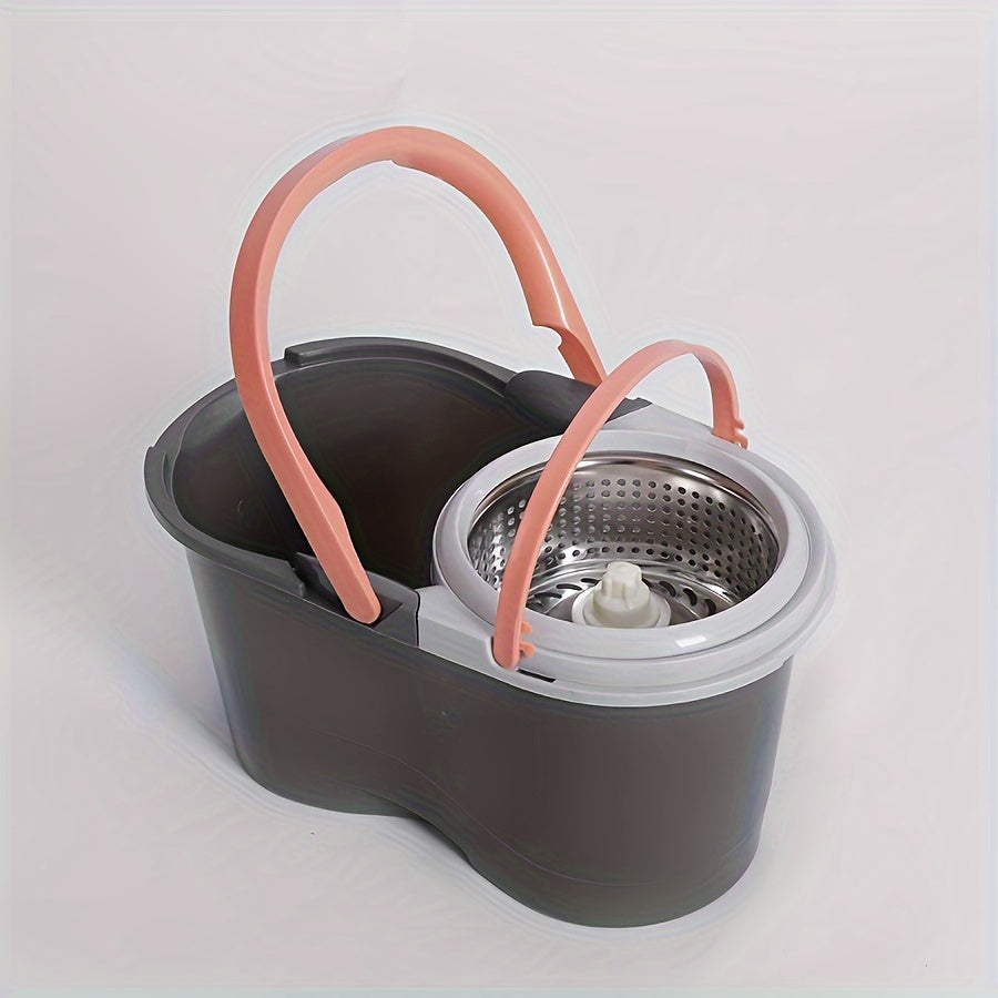 Stainless Steel Spin Mop and Bucket Set with Self-Wringing System for Home Cleaning
