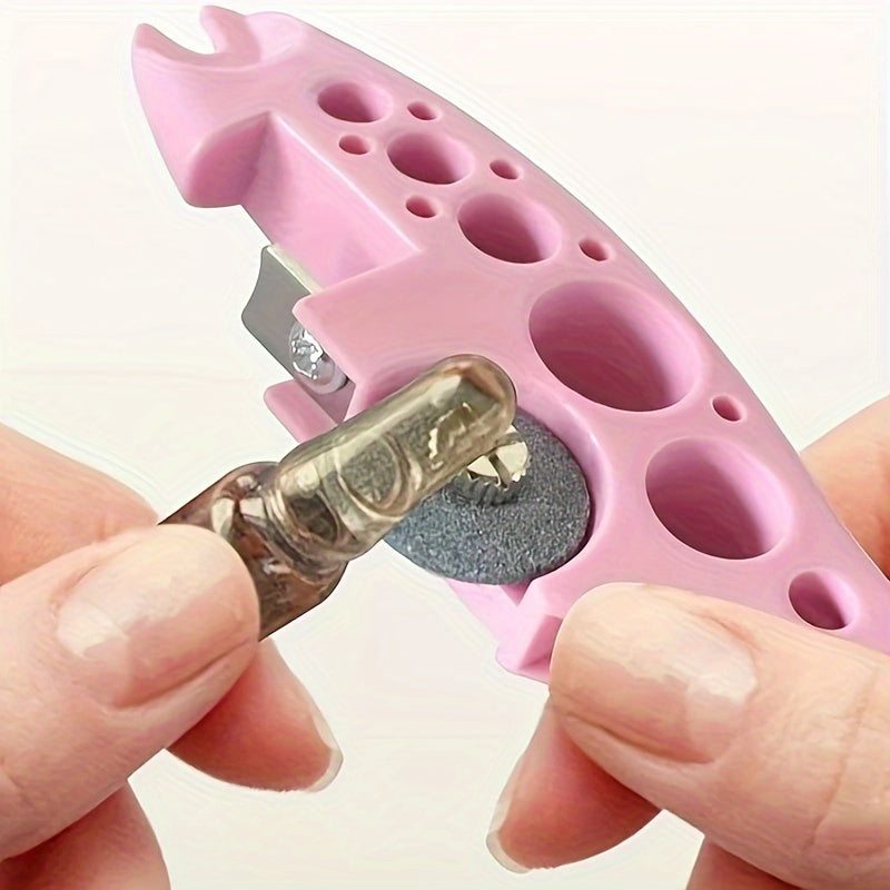 Ko'p funksiyali ampulalar va shisha idishlarni ochish uchun almashtiriladigan maydalash g'ildiragi bilan. Oson dori boshqaruvi uchun ko'k/oq yoki pushti/qora rangdagi qo'l bilan ishlatiladigan plastik kesgich.