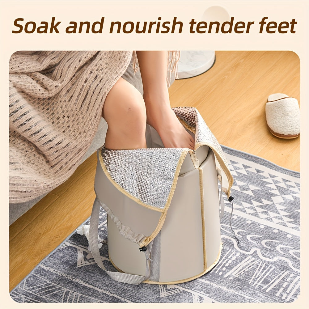 Portable Polyester Fiber Foot Bath Bucket for Outdoor Foot Care and Cleaning