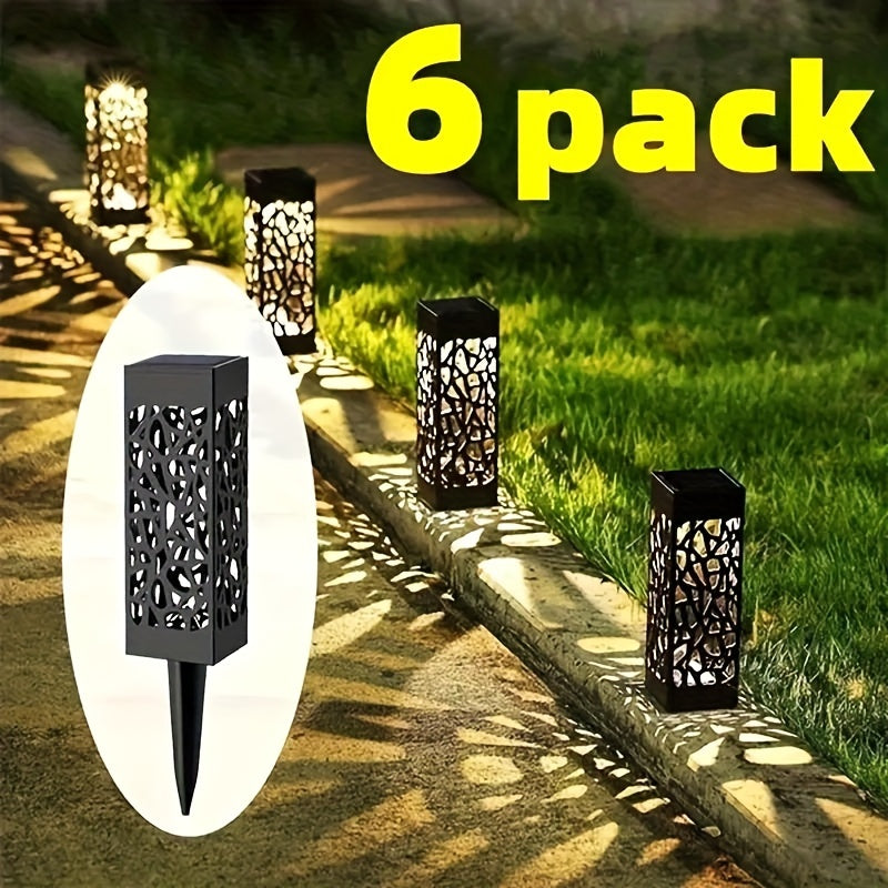 Juego de 6 luces solares para caminos, jardín, césped, exteriores, a prueba de agua, iluminación LED para paisajes